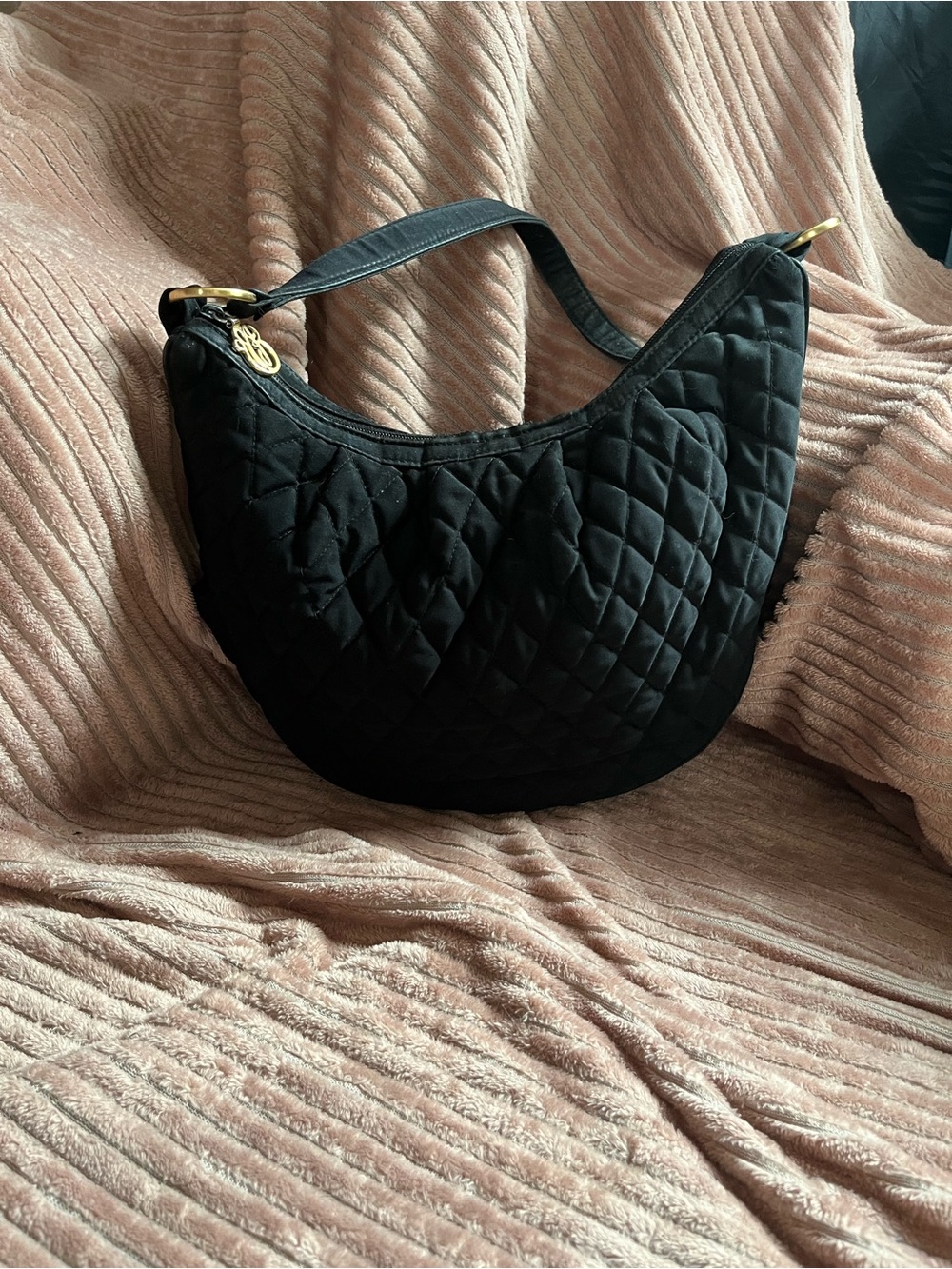 Vera Bradley solid black quilted hobo shoulder bag